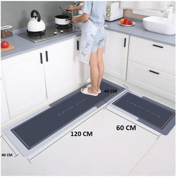 2 Pcs Kitchen Mats, Waterproof Memory Foam Kitchen Rugs, Standing Desk Mat Floor Mats, Comfort Runner Rug Carpets for Kitchen Floor, Sink (DeccoT) - Image 2
