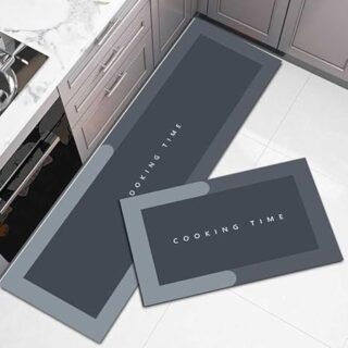 2 Pcs Kitchen Mats, Waterproof Memory Foam Kitchen Rugs, Standing Desk Mat Floor Mats, Comfort Runner Rug Carpets for Kitchen Floor, Sink (DeccoT)