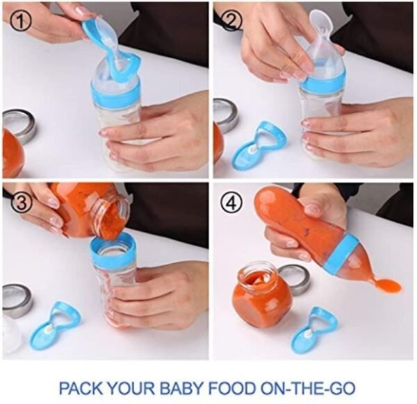 Newborn Baby Feeding Spoon Bottle 90ML, Silicone Squeeze Feeding Spoon for Milk/Rice Paste Feeder/Baby Food Feeder/Cereal Bottle/Fruit  Feeder - Image 2